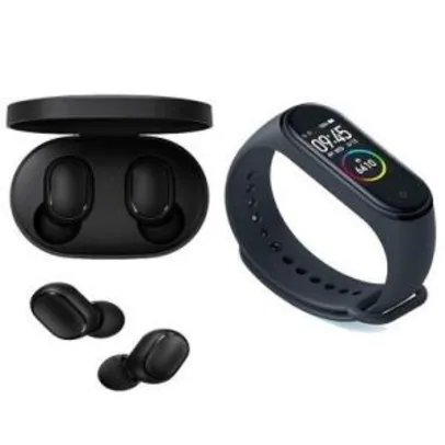 Kit Smartband Xiaomi Mi Band 4 + Fone de Ouvido Xiaomi Redmi Airdots Preto