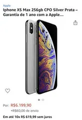 Iphone XS Max 256gb CPO Silver Prata R$ 6200