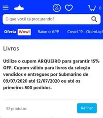 [CUPOM] 15% OFF em livros selecionados - Submarino.com