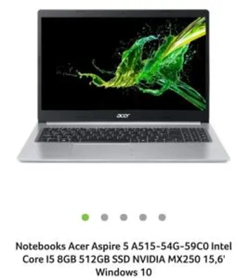 Notebooks Acer Aspire 5 A515-54G-59C0 Intel Core I5 8GB 512GB SSD NVIDIA MX250 15,6' Windows 10