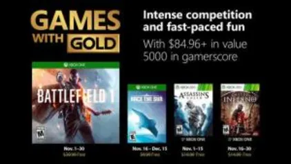 Game With Gold Novembro 2018 (Jogos dados na Gold)