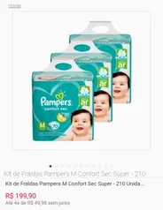 Kit de Fraldas Pampers Confort Sec Super