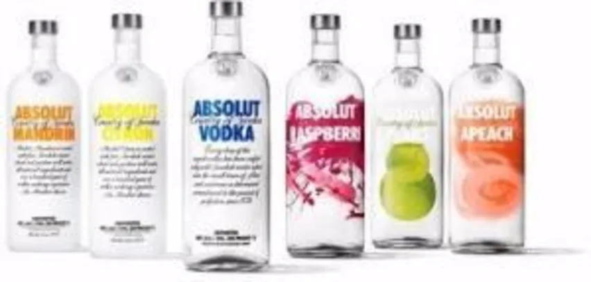 Vodkalize Efácil - Vodka Wyborowa R$42 - Absolut Flavours R$48 - Absolut 1L R$65