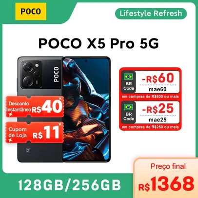 Smartphone POCO X5 Pro 5G Versão Global 128GB NFC Snapdragon 778G 120Hz Fluxo AMO