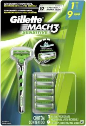 [Prime] Aparelho de Barbear Gillette Mach3 Sensitive + 9 cargas, Gillette R$48
