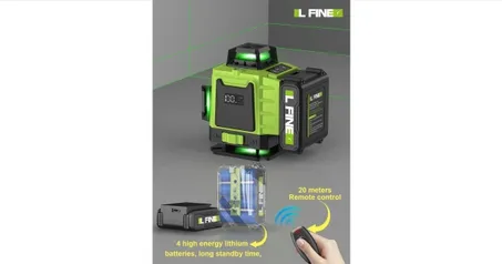  LFINE-Nível Laser Horizontal e Vertical com Controle Remoto, 3D, 4D, 8 Linhas, Auto-Ni