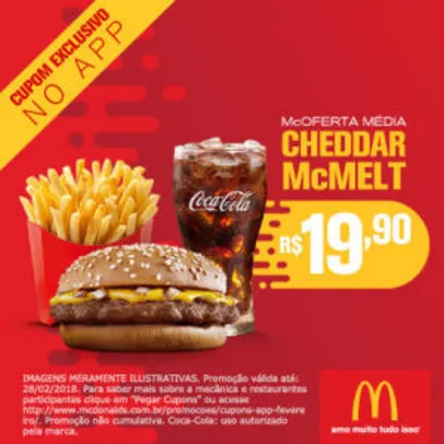 McOferta Média Cheddar McMelt no McDonald's - R$19,90