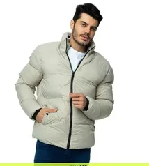 Jaqueta Puffer Acolchoada Masculina Com Capuz Removível Verde Claro Emporio Alex