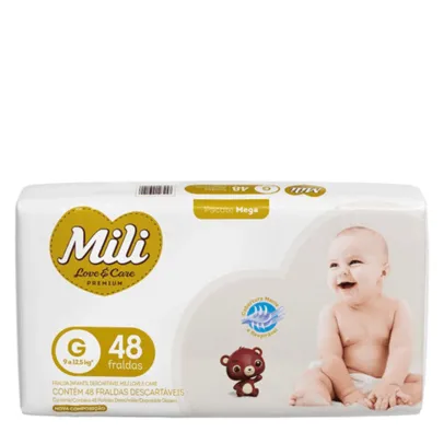 (COMPRANDO 4)Fralda Mili Love & Care Premium G 48 Unidades - 0.61 a tira