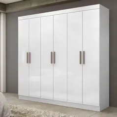 Guarda-Roupa Casal 6 Portas 2 Gavetas Paris Espresso Móveis Branco Espresso Móveis