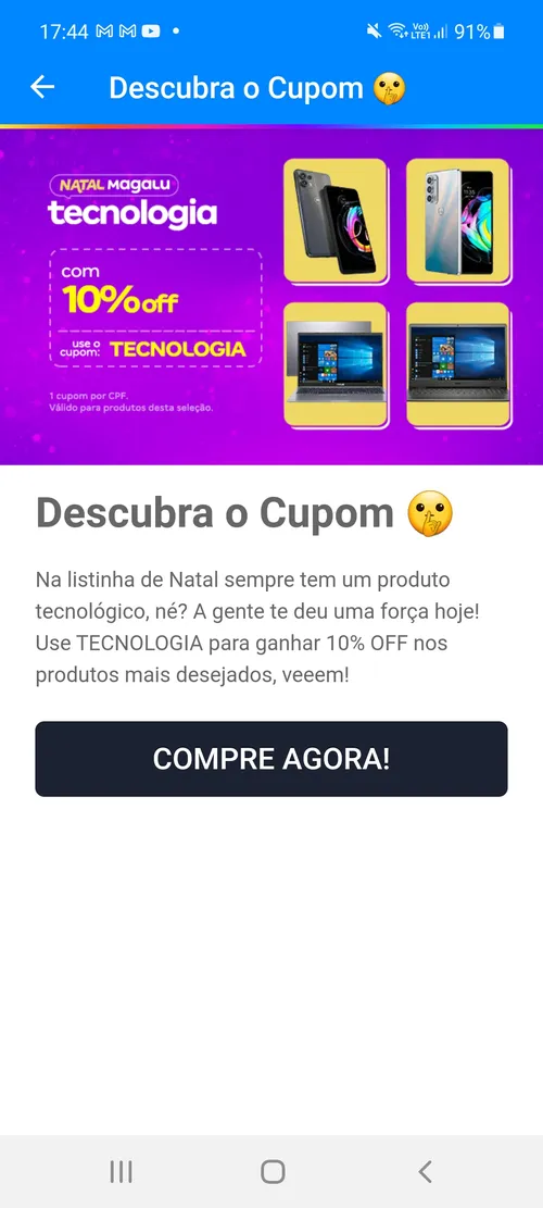 Imagem na descrição da promoção