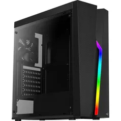 Gabinete Gamer Aerocool, Bolt RGB, Mid Tower, Acrílico, Black, 67990, Sem Fonte, Com 1 Fan