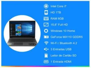 Notebook Lenovo Ideapad S145 I7 8565u 8GB DDR4 NVidia MX110 2GB