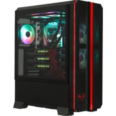 Gabinete Gamer Riotoro, Prism RGB, Full Tower, Black, Sem Fonte, Com 3 Fans | R$469