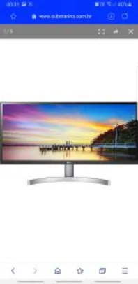 Monitor Ultrawide Lg 29'' Full HD 29WK600W - R$944