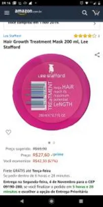 (De R$70 por R$27) Hair Growth Treatment Mask 200 ml, Lee Stafford