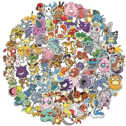 100 adesivos de pokemon