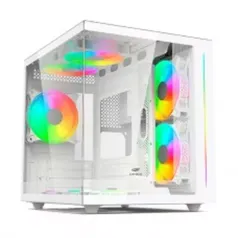 Gabinete Gamer C3Tech Aquarius, Mini Tower, Vidro Temperado, M-ATX, White, Sem Fonte, Sem Fan, MT-G810WH