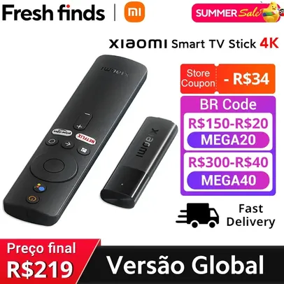 [Taxa inclusa + Cupons] Xiaomi-Mi TV Stick 4K, Multi Idioma, Versão Global