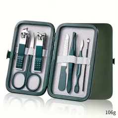 Kit 7 itens profissional de cuidados com unhas com estojo de viagem, conjunto de manicure e pedicure em aço inoxidável
