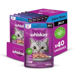 [REC]40 unid. Pack Ração Úmida Whiskas Sachê Peixe Jelly para Gatos Adultos 85 g