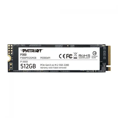 SSD Patriot P300, 512GB, NVME, Leitura 1700MBs e Gravação 1100MBs, P300P512GM28