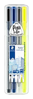 Kit Escritório Staedtler: Caneta Fineliner + Caneta Esferográfica + Lapiseira + Marcador de Texto