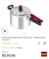 Panela de pressão clock 4,5L | R$70