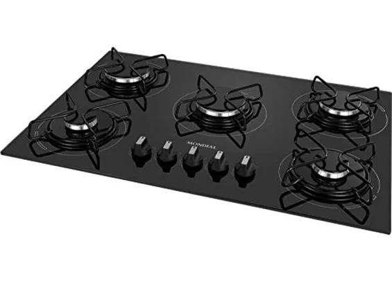 Cooktop a Gás Mondial, 5 Bocas, Bivolt, Preto/Inox - CTG-02