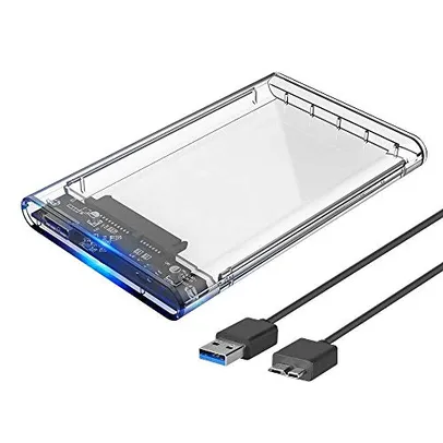 Case para Hd transparente Usb 3.0 original transmissão 6gbps Sata 2.5" Hhd ou Ssd - Ecase-300