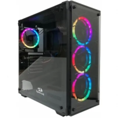 Gabinete Gamer Redragon, Wheel Jack, Mid Tower, Vidro Temperado, Black, Sem Fonte, Sem Fan, GC-606BK