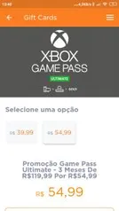 R$65 de desconto no Gift Card 3 meses Xbox Ultimate | R$55