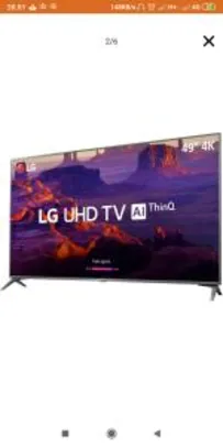[AME 5%]  Smart TV LED 49" LG 49UK6310 Ultra HD 4k com Conversor Digital 3 HDMI 2 USB Wi-Fi Webos 4.0 Dts Virtual X 60Hz - Preta | R$1.929