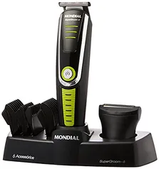 [PRIME] Aparador de Pelos Mondial, Super Groom - Preto/Verde, Bivolt 