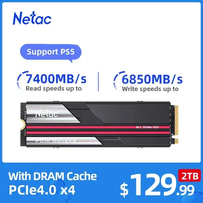 SSD NETAC 2TB M.2 PCIE 4.0x4 NVME 7200 MB/S - PS5/PC 