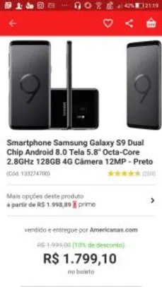 Smartphone Samsung Galaxy S9 | R$1799