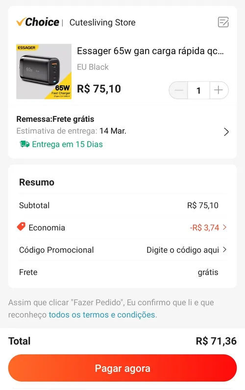 Imagem na descrição da promoção