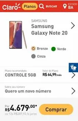 [Voucher de R$2.000] Smartphone Samsung Galaxy Note 20 | R$4.679