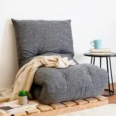 Futon Dobrável de Espuma Solteiro Grafite | R$100