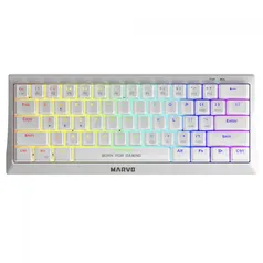 Teclado Mecânico Gamer Marvo KG962WH, Rainbow, Switch Blue, ANSI, White 