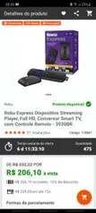 Roku Express Dispositivo Streaming Player, Full HD, Conversor Smart TV, com Controle Remoto | R$206