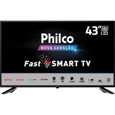 Smart TV LED 43'' Full HD Philco PTV43E10N5SF Processador Quad Core Wi-Fi 2 HDMI 1 USB e Mídiacast