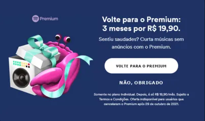 [Selecionados] Pague 1 mês de spotify premium e ganhe +2 meses grátis