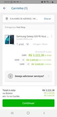 Samsung Galaxy S20FE 128GB | R$3.049 a vista + cupom de 700 reais (app ou site)