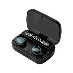 TWS Intra-Auricular Bluetooth 5.1 Baixa Latência HiFi Estéreo IPX 4 Mini Esportes Visor LED Colorido M10 Bliksem (Preto)