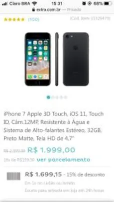 [APP] iPhone 7 32gb | R$1699