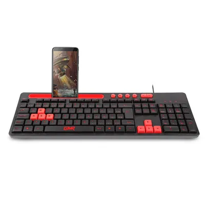 Teclado GK120 Preto/Vermelho com Suporte de Smartphone - TC266