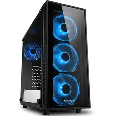 Gabinete Gamer Sharkoon TG4 Blue sem Fonte, Mid Tower, USB 3.0, 4 Fans, Preto com Lateral em Vidro R$ 320