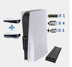 [AME R$54,23] PS5 Gaming Console Hub, 4 USB Port Hub, 1 Porta USB de carr