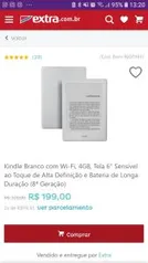 Kindle Branco com Wi-Fi, 4GB, Tela 6” Sensível ao Toque de Alta Definição e Bateria de Longa Duração (8ª Geração) - R$199